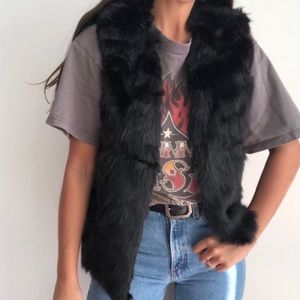 Black faux fur vest medium